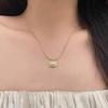 18K Gold-Plated Emerald Square Pendant Necklace - Women's Elegant Titanium Steel Clavicle Chain
