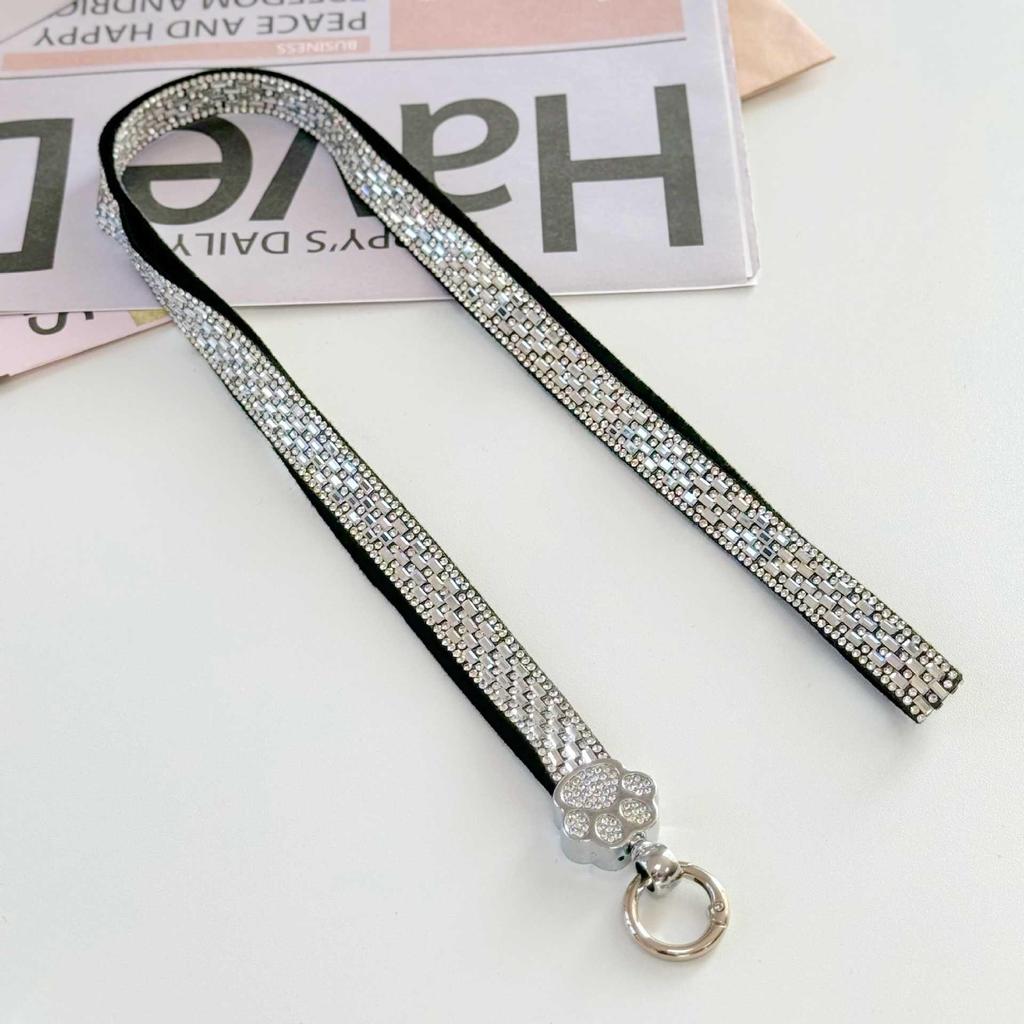 Lanyard per Telefono con Zampa di Gatto in Strass di Lusso Ailaiya - Catena Universale Anti-Perdita alla Moda, Opzioni Lunghe e Corte per Uso Esterno