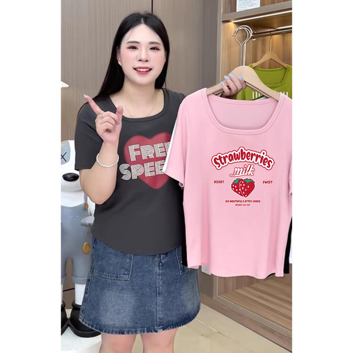 

Short Sleeve Women s 2025 New Trendy Spice Girls Versatile Slim Short Letter Printed High Waist Bottom T-Shirt Top Women s Clothing M [80-60kg]