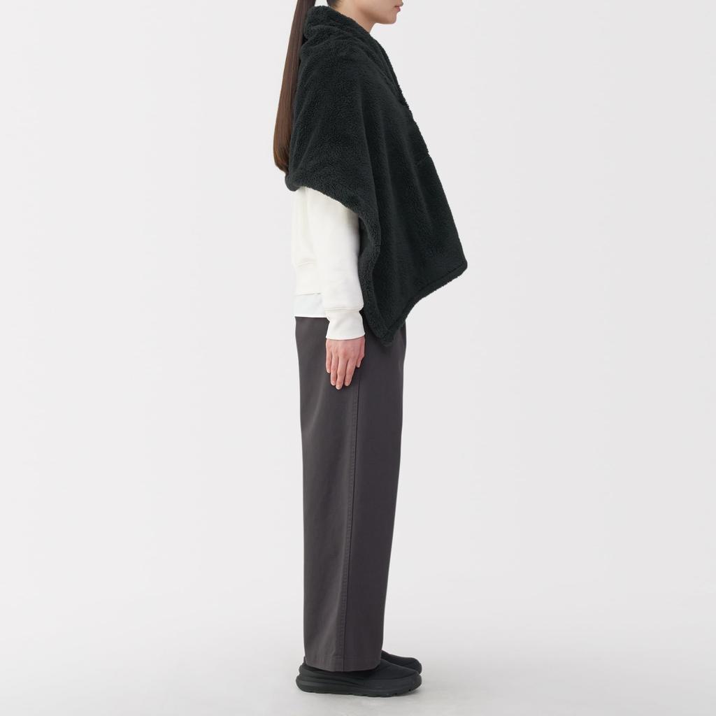 MUJI Cape Chaude en Polyester Recyclé Boa, Adulte Mixte, DDD11A5A, Noir, 45 x 160cm