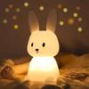 Night Light LED Silicone Rabbit Lamp Kids Bedroom Decorate Rechargeable Bedhead Desktop Cute Decoration Children Gift Party Warm