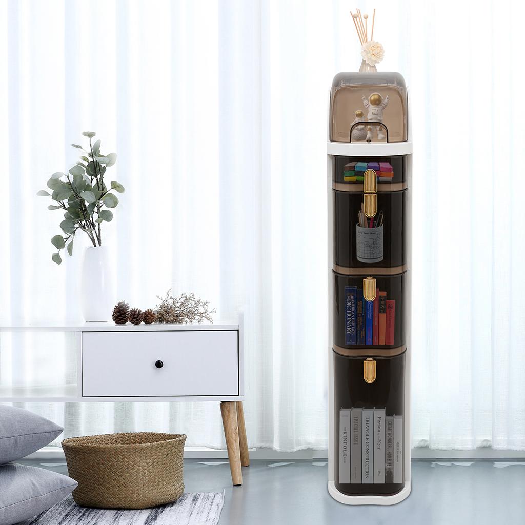 Bymaocar 4-Tier Free Standing Toilet Holder and Storage Bathroom Floor Cabinet Organizer Plastic Narrow Slim Cabinet With Wheels