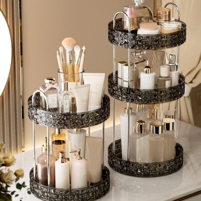360 Degree Rotating Storage Tray Cosmetic Accessories Organiser Kitchen or Bathroom Organization Solution