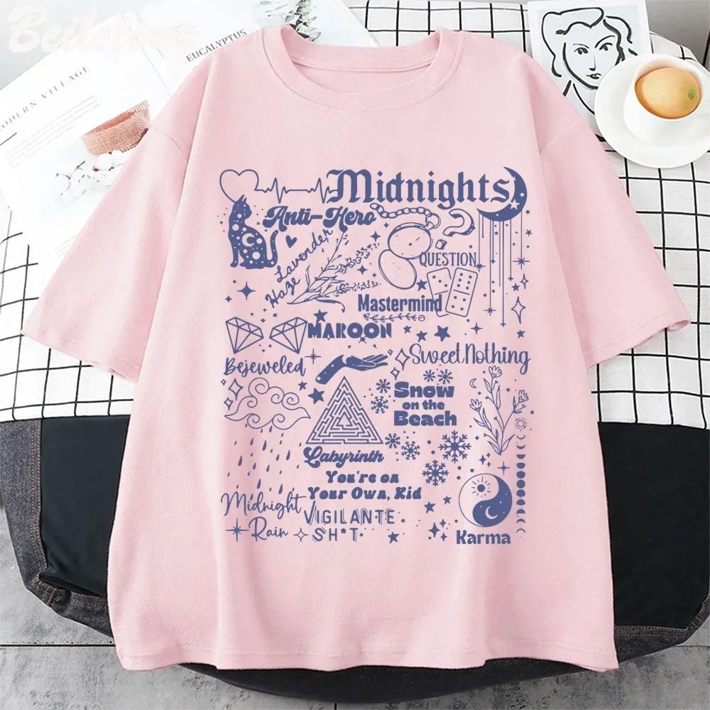 Taylor Swift Midnights Album Tracklist Doodle T-Shirt, Unisex Eras Tour Fan Merch, 100% Cotton Casual Streetwear Top
