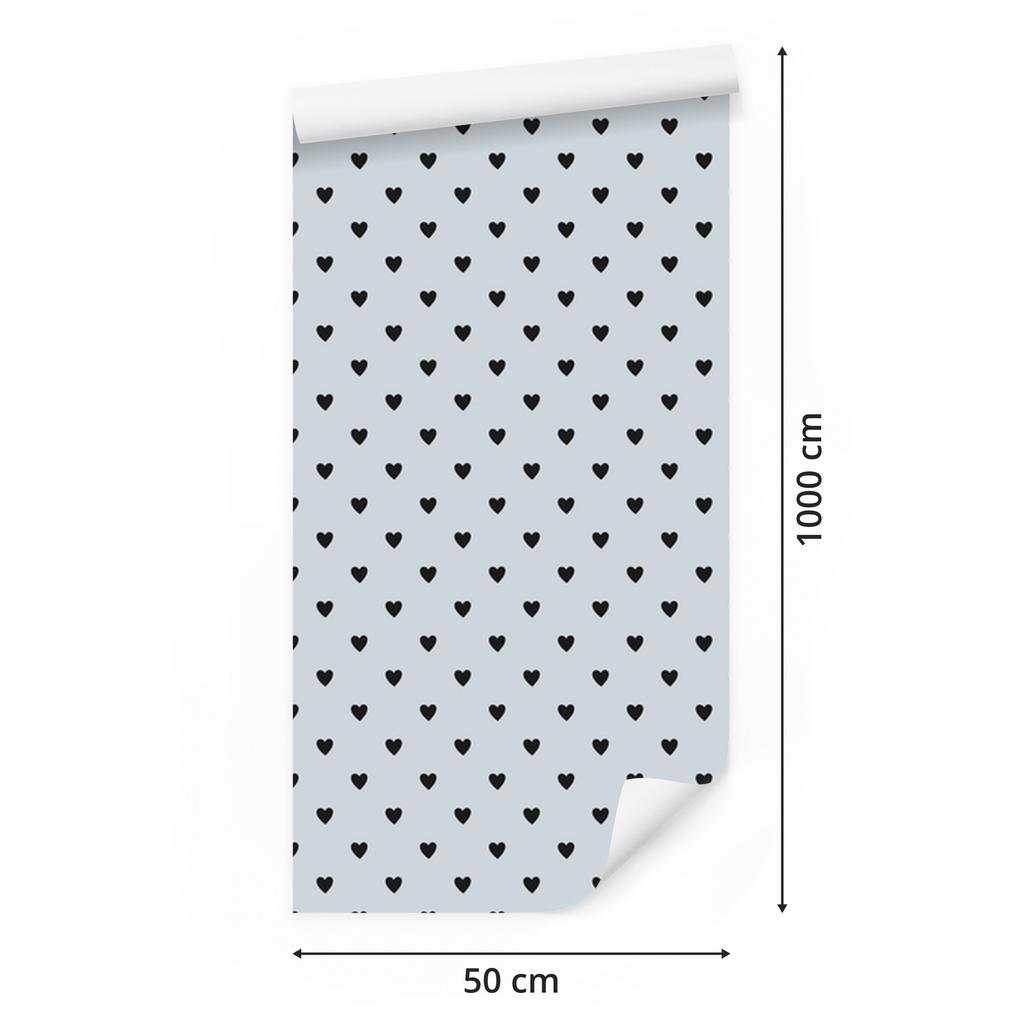 Light Gray and Gray Hearts Wallpaper 50x1000
