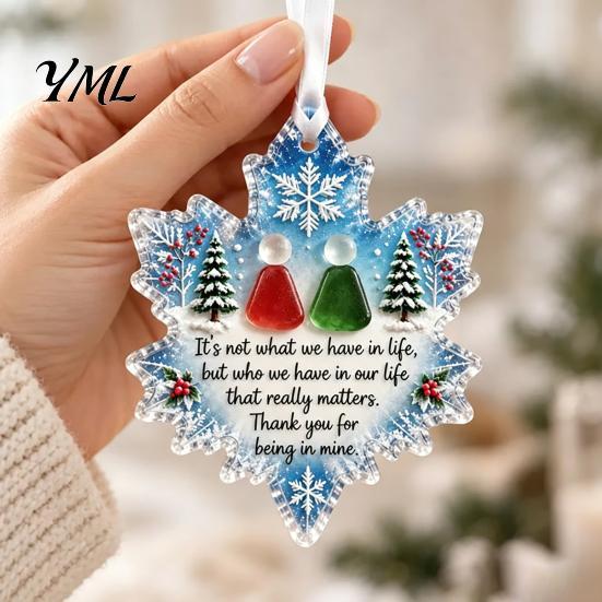 Decorative Acrylic Gifts Snowflake-Shaped Sea Glass Ornament, Christmas Friendship Keepsake, Coastal Inspired Indoor Outdoor Party Supplies