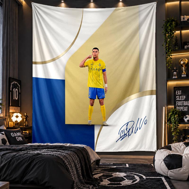 Wall Hanging Tapestry Cristiano Ronaldo Print Cloth for Living Room Bedroom Home Decor