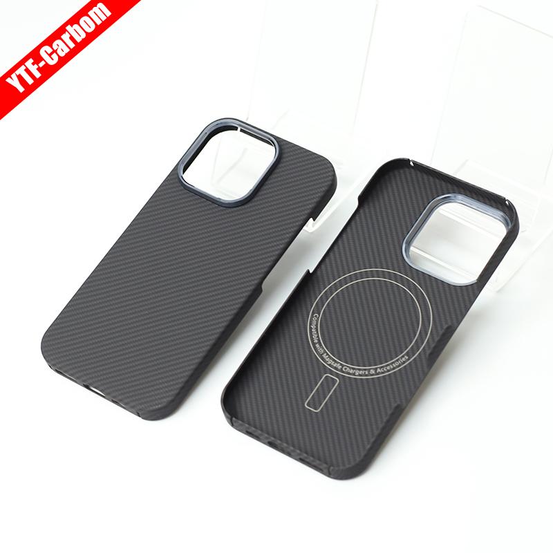 YTF-Carbon for iPhone16Promax Carbon Fiber Mobile Phone Case Aramid Fiber Magnetic 16Pro Protective Case Business 16plus