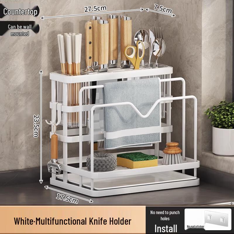 

Настенная подставка для кухонных ножей и столовых приборов с крючками.