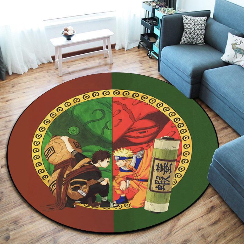 Famous Cartoon NARUTO Protagonist Uzumaki Naruto Round Carpet Soft Home Decoration Anti-slip Door Mat Outdoor Picnic Mat Carpet M7
