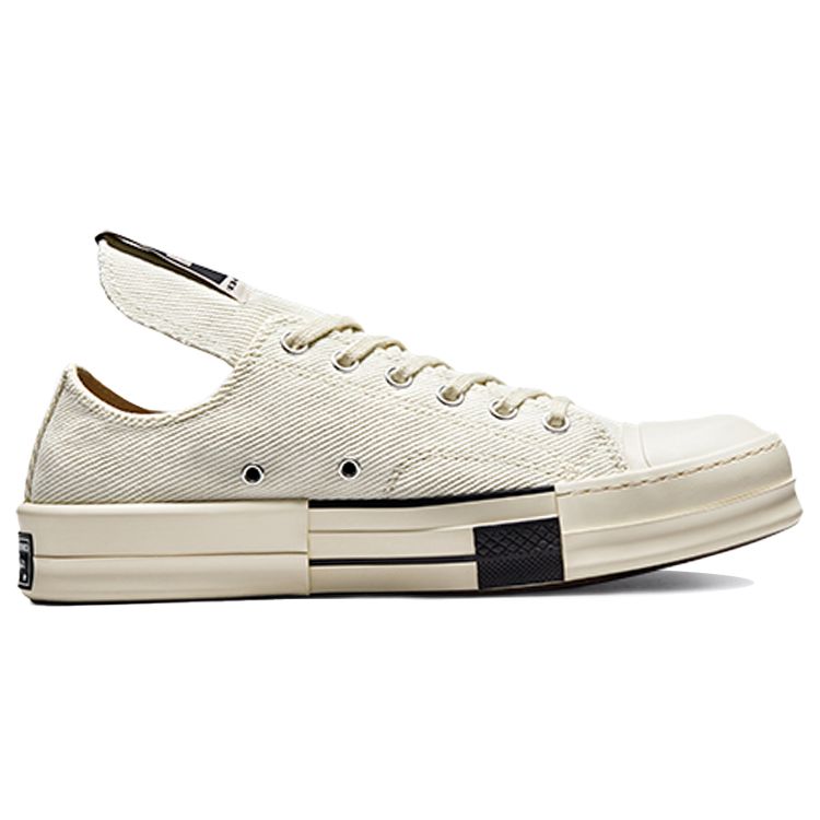 Rick Owens x Converse DRKSHDW DRKSTAR Chuck 70 Low Egret Unisex Sneaker Weiß Schwarz A00134C