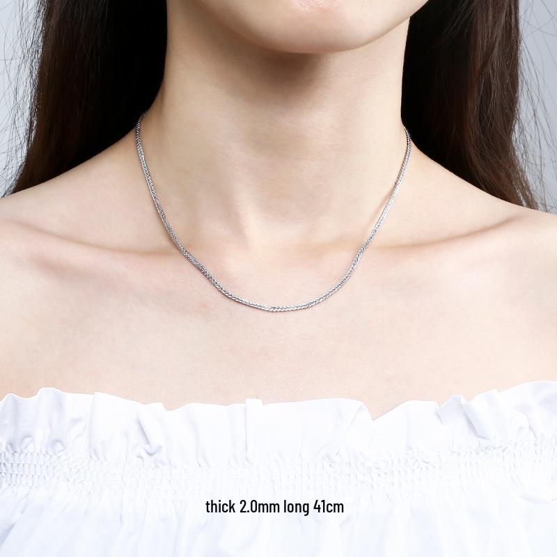 925 Sterling Silver Chopin Necklace Chain for Women & Men - Simple Clavicle Design