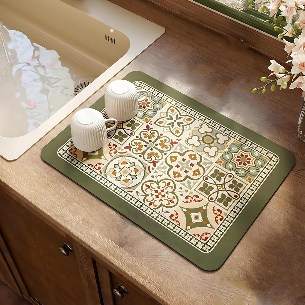 Bohemian Coffee Machine Tray Dish Drying Mat Absorbent Quick-Dry Barware Mat Kitchen Drainage Mat Kitchen Accessories