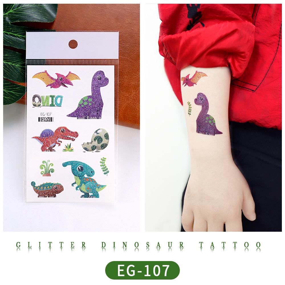 Ruikalong Glitter Animal Tattoo Stickers for Kids - Cartoon Dinosaurs, Water Transfer