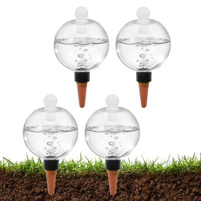 Plant Watering Bulbs 4pcs 500ml Clear Automatic Water Globes Drip Irrigation Device with Lid for Potted Succulents Vacation