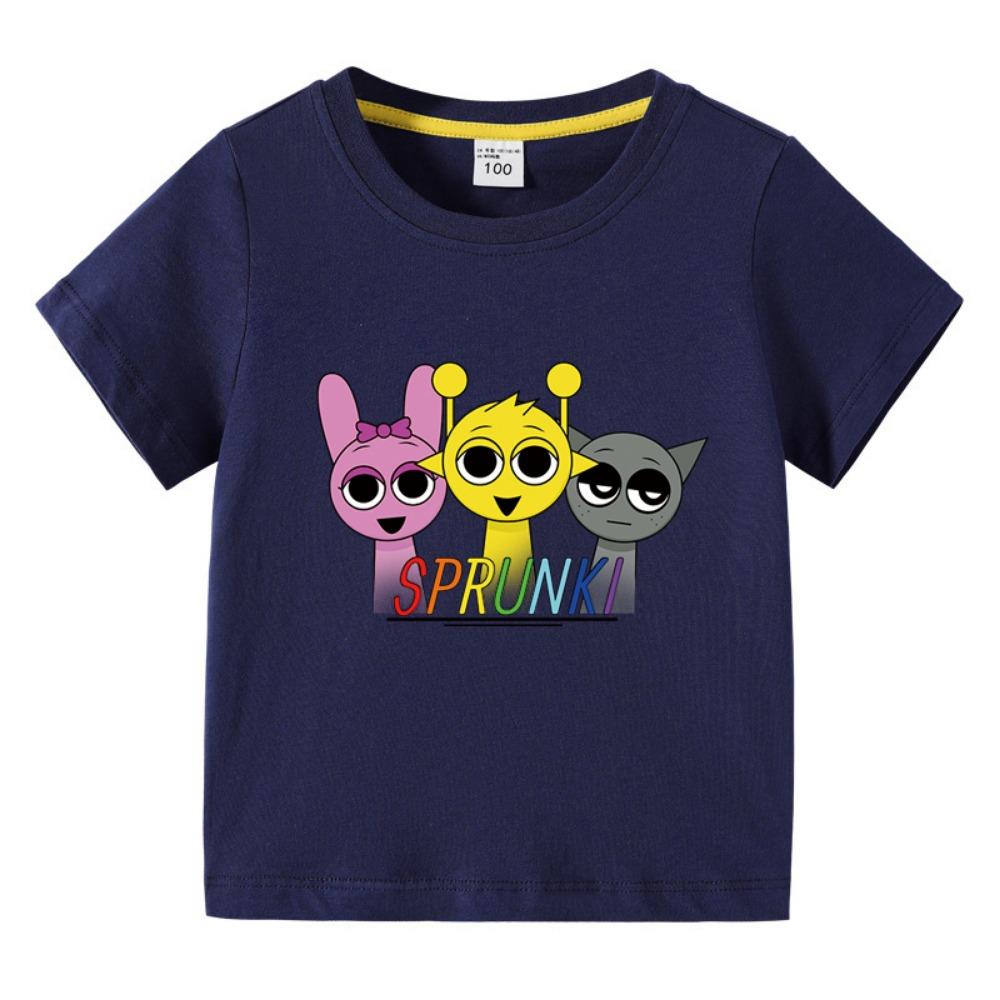 Summer Sprunki Kids Clothes Incredibox Boys Girls T-shirts Cartoon Game Character Print Tops Cool Comfortable Short Gift