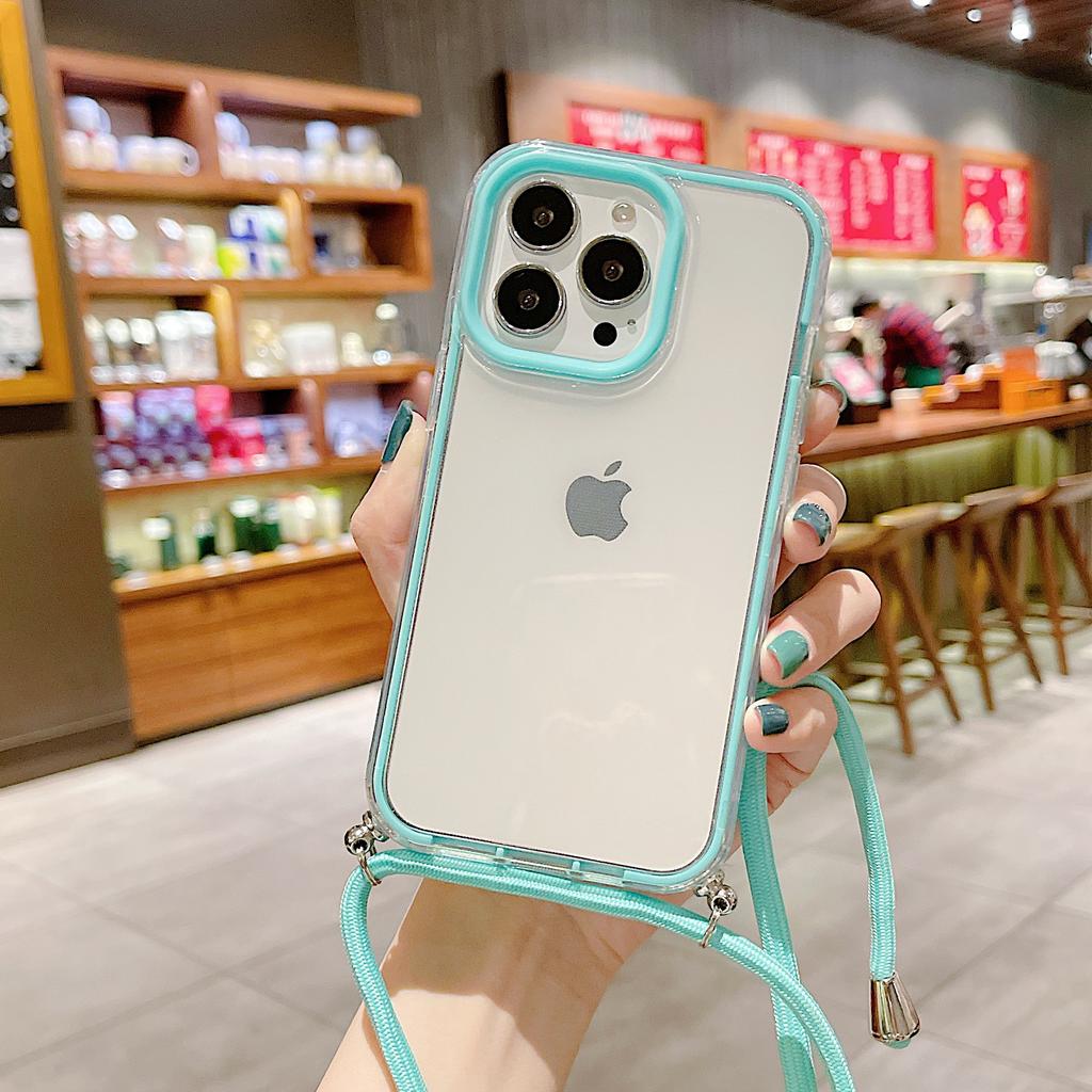 Applicable To the New Apple 14PROMAX Mobile Phone Case iPhone13 Mobile Phone Case Apple 14 Three-in-one Transparent Lanyard
