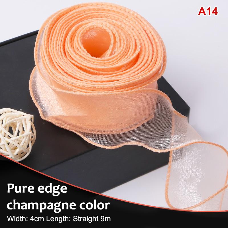 10Yards Organza Solid Color Ribbon 4Cm Wavy Edge Ribbon For For Flower Bouquet Gifts Packaging Party Decorations Diy