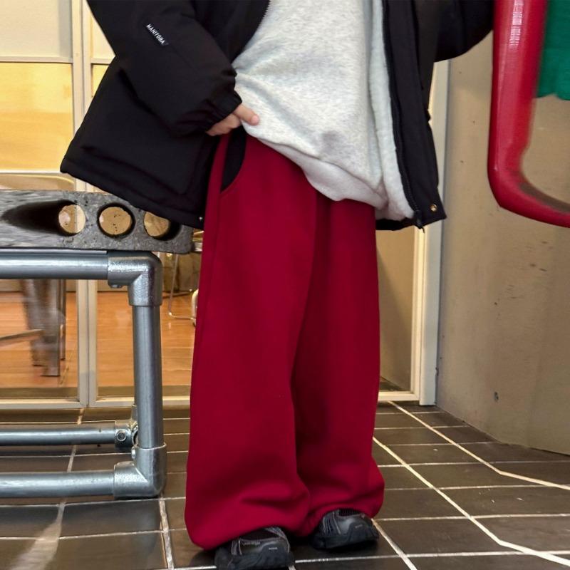 Boys Warm Fleece Lined Casual Solid Long Children Pants