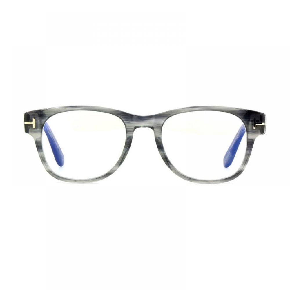 Tom Ford Eyeglasses Square Full Rim  Striped Brown Frame And Clear Blue Light Block Lens Ft5898 B050 Brown