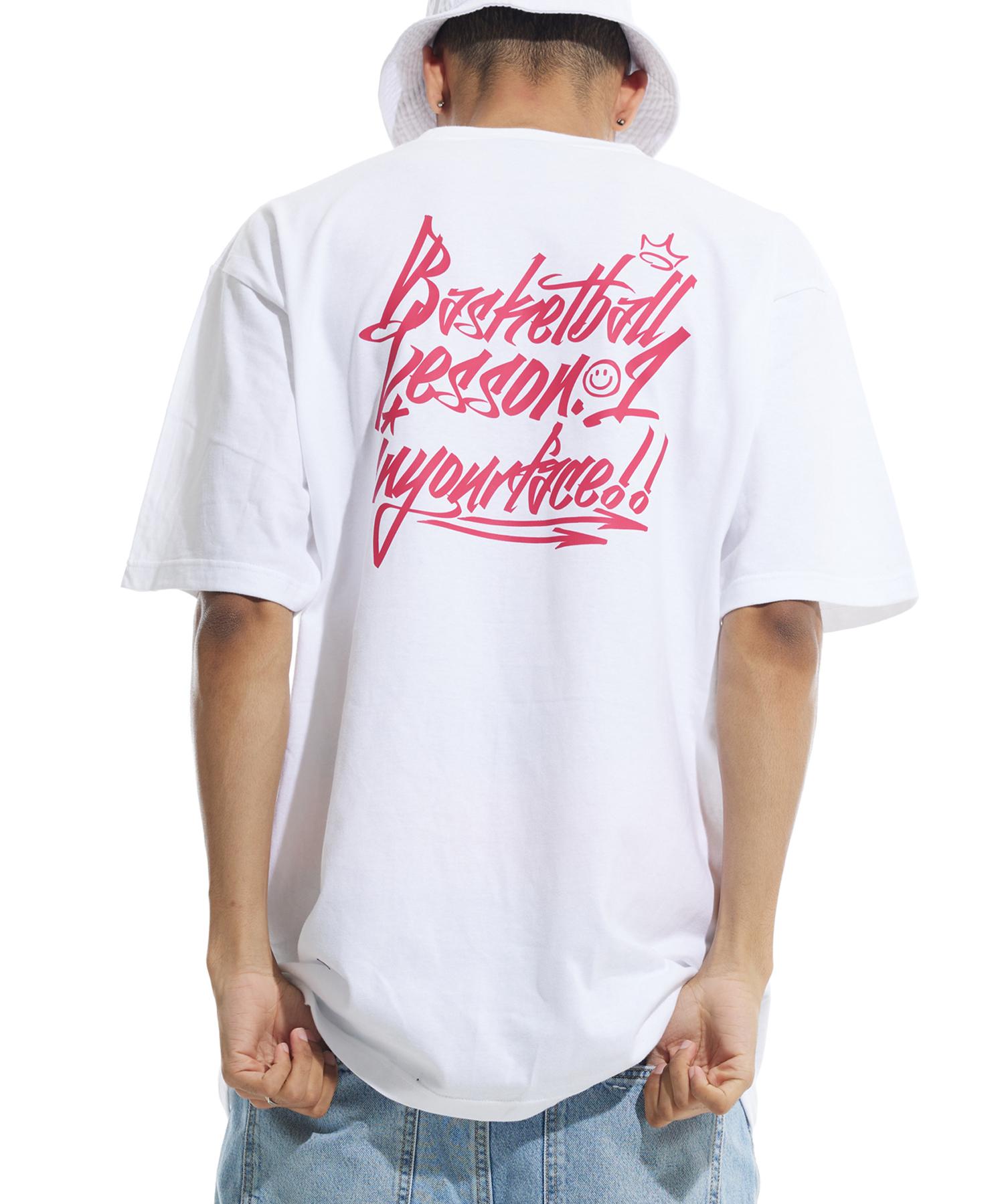 Cream Soda Lab Basketball Lesson 1 Short Sleeve T-Shirt White Pink Xxl