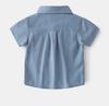 Summer Boys Cotton Short-sleeved Shirt Monochrome Lapel Design Casual Children's Short Sleeves