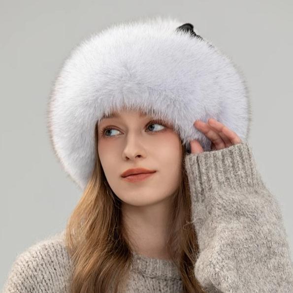 Fox Hair Hat Women's Winter Warm Ear Protection Princess Hat Cute Fur Hat Thickened Whole Leather Rex Rabbit Hair Ski Hat