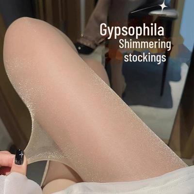 Pearlescent Shiny Black & Flesh-Colored Stockings: Summer Thin, Anti-Hook, Sexy Pantyhose for Beautiful Legs