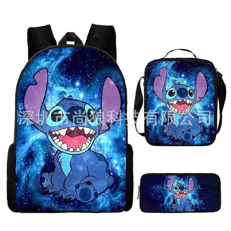 Anime Cartoon Stitch Three-piece Schoolbag Student Backpack Backpack