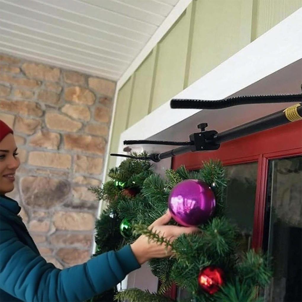 Black Front Door Garland Heavy-Duty Adjustable Hook, Rod, Reusable for Christmas Decorations, Wreaths, String Lights