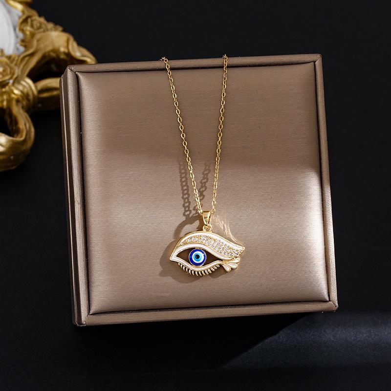 Beliebte Halskette mit blauem bösen Blick aus Titanstahl für Damen – Vielseitiger und personalisierter Schlüsselbeinkettenschmuck