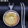Islamischer Arabischer Koran Allah Glas Edelstahl Lange Halsketten Männer/Frauen Muslimische Halsketten Schmuck Edelstahl Schmuck N5162