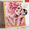 DIY Pearl Bead Art Canvas Pink Rose Floral Lady Pattern Frameless 3D Painting Kit for Bedroom Living Room Wall Decor