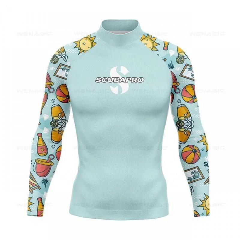 SCUBA Surfing Suit UPF50 Sunscreen Beach Swimsuit Diving Jellyfish Long-sleeved Split Top