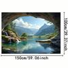 2D Scenic Waterfall and Green Valley Backdrop Photography Background Banner