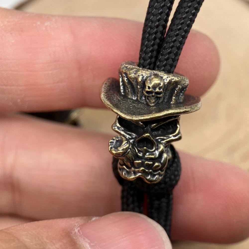 Skull Hat Cowboy Brass Knife Bead EDC Outdoor DIY Accessories Woven Lanyard Pendant Jewelry Punk Bracelet Charms