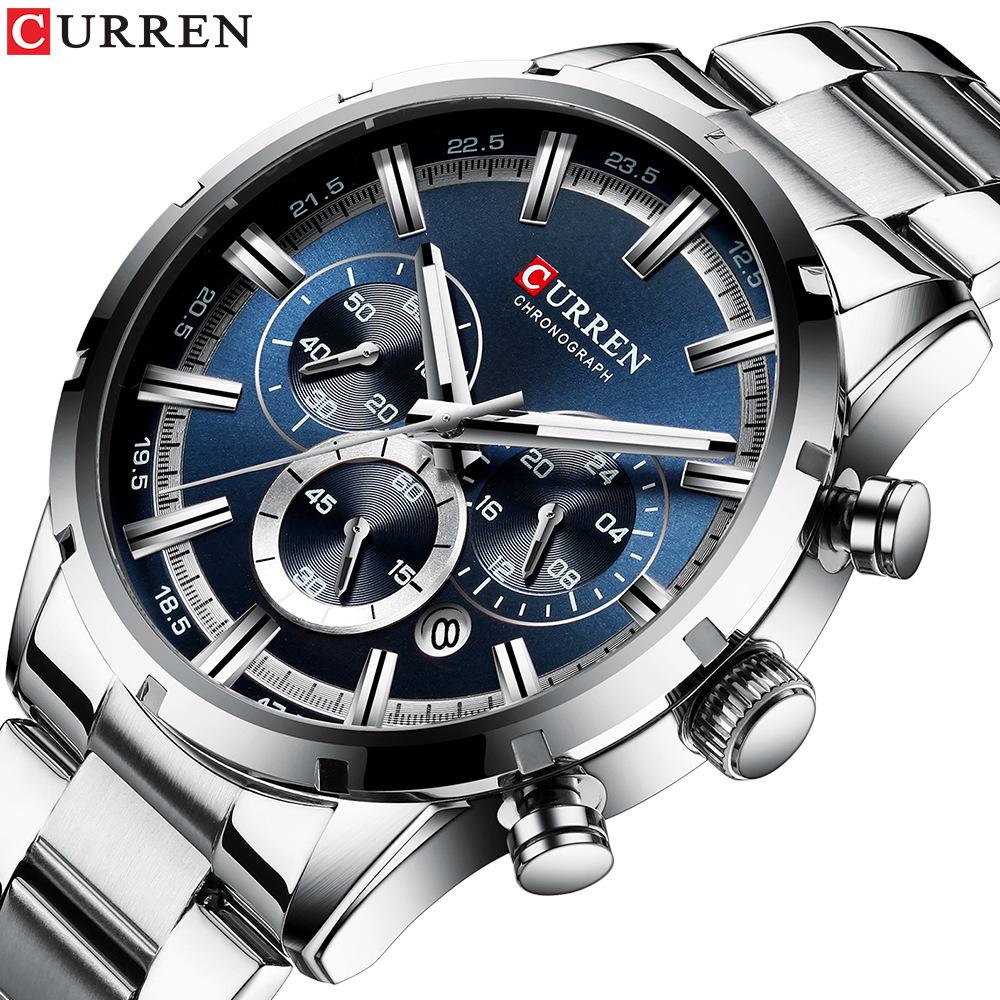 Curren 8355 Men's Waterproof Quartz Calendar Watch with Steel Band