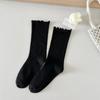 Women Socks with Lace Trim Hollow-Out Mesh Breathable Slouch Summer Spring Socks Solid Color Trendy and Versatile for Ins