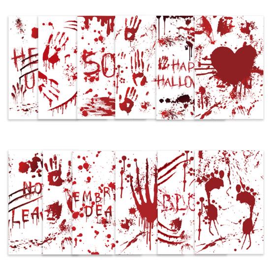 12 Pack Halloween Postcards Scary Blood Handprint Sticky Notes Horror Themed Postcard for Holiday Party Invitations