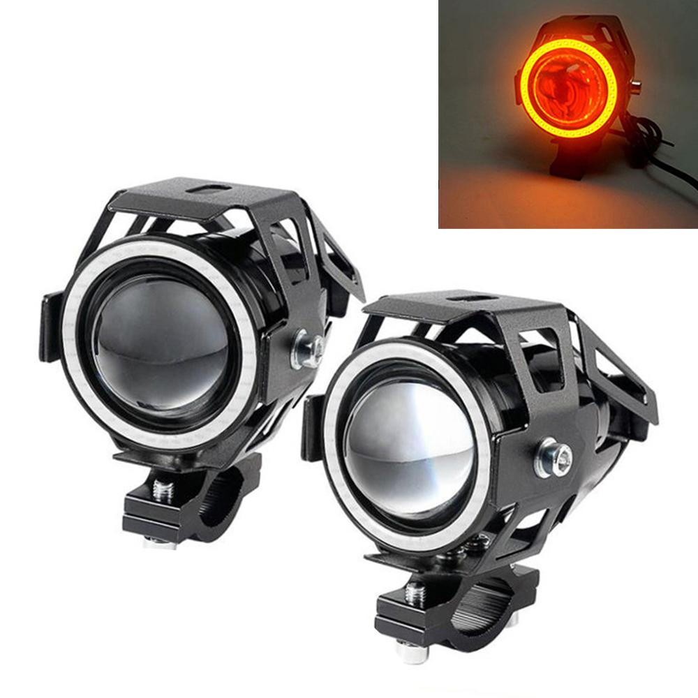 LED Motorcycle Angel Eyes Motorbike LED Auxiliary Lamp U7 Headlamp Spotlights Motorcycle Headlights Super Bright 125W 2Pcs/set
