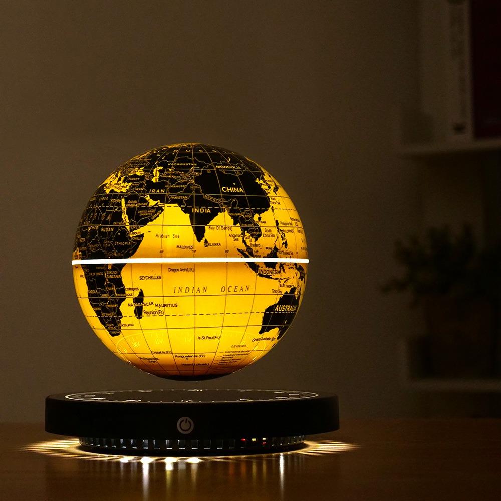 Magnetic Levitation Globe Clock Base Golden Luminous Globe Colorful Atmosphere Night Light Technical Sense Ornament
