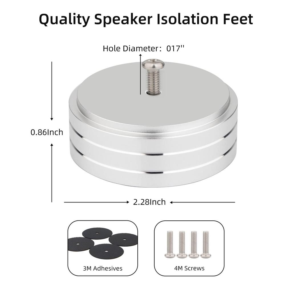 Monosaudio 4Pcs Insulator Speaker Audio Insulator Made of Aluminum Speaker Insulator Holds 400kg Weight Includes Ring Improves Audio Sound Quality