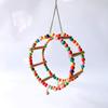 Parrot Hanging Wooden Swing Ferris Wheel Shape Colorful Climbing Ladder Bird Chewing Toy With Bell