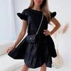 2022 Summer Flare Sleeve Crew Neck Irregular Hem Dress