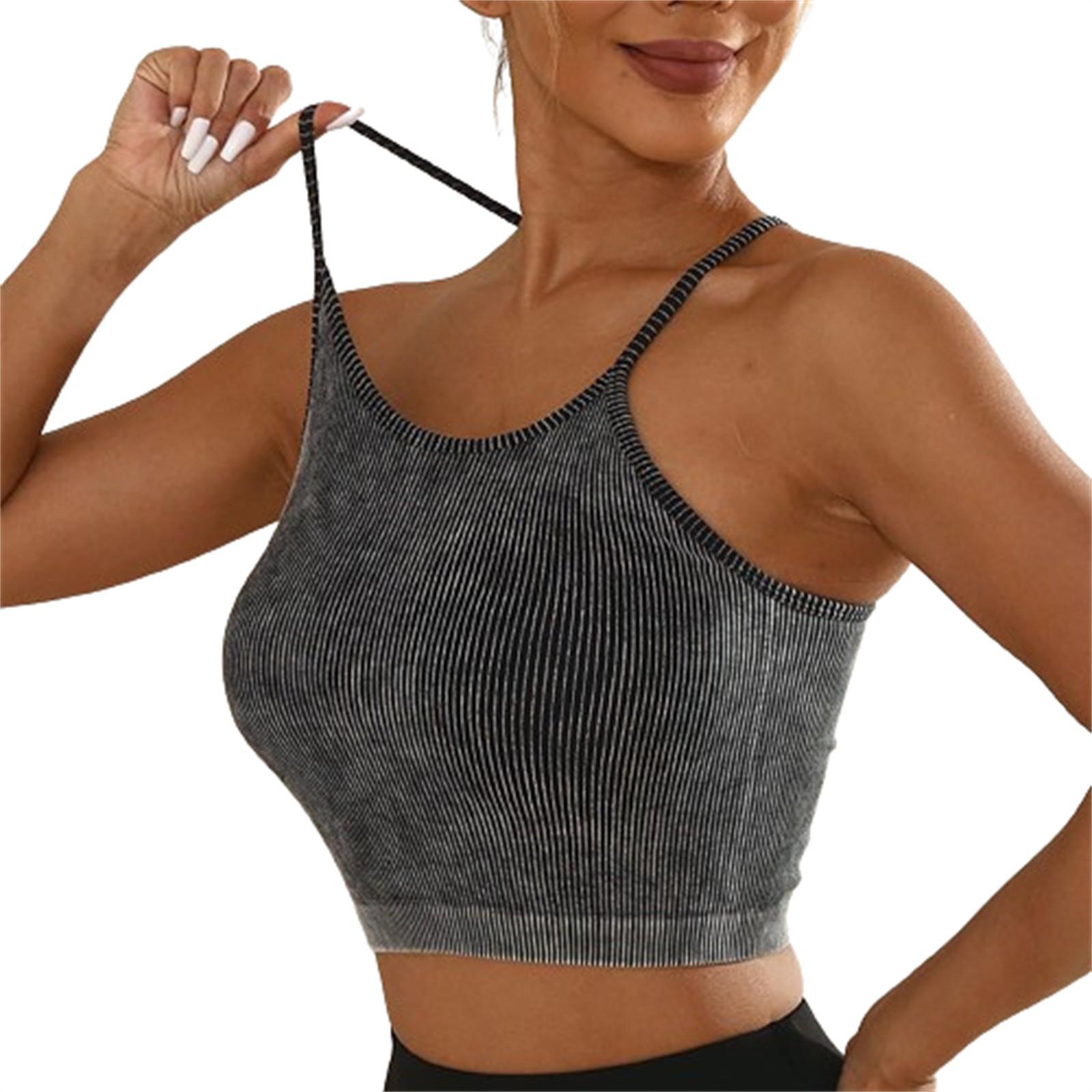 

Женские однотонные спагетти с тонкой лямкой Racerback для тренировок, йоги, тренажерного зала, фитнеса, спортивные топы L чёрный