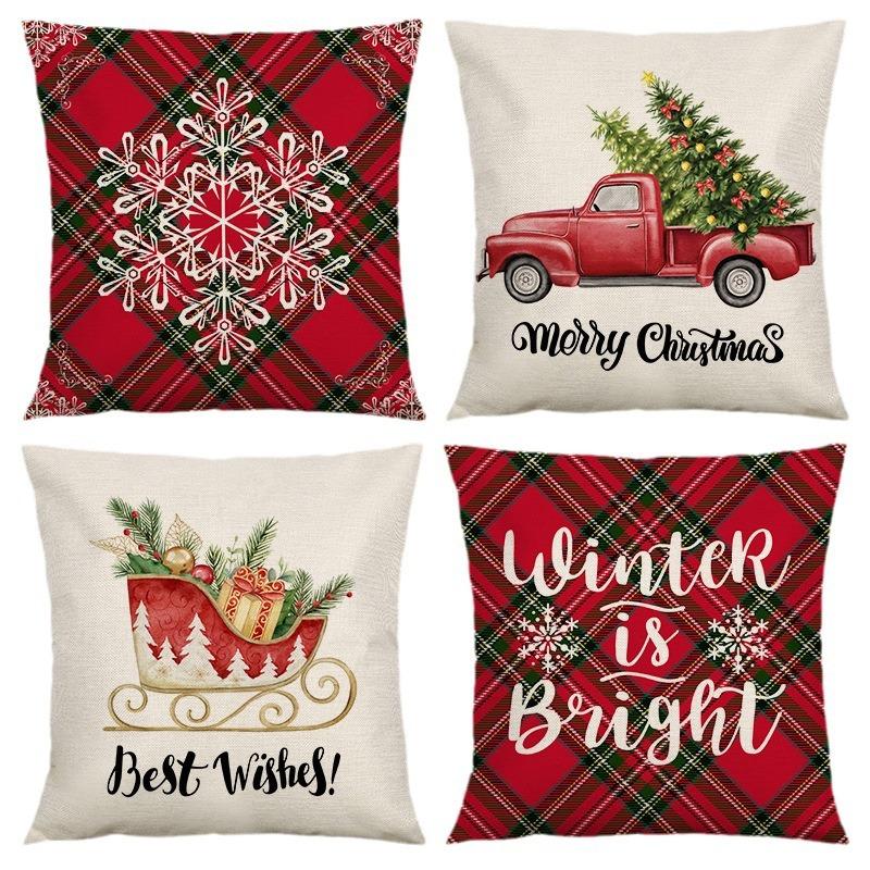 Federa Cuscino con Stampa Natalizia Decorazione Soggiorno Casa Babbo Natale Abbraccio Nuovo Divano Cuscino di Natale
