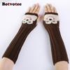 Botvotee Fingerless Gloves Sleeves for Women Y2k Accessories Arm Warmers Winter Embroidery Cute Knit Fashion Hands Free Gloves