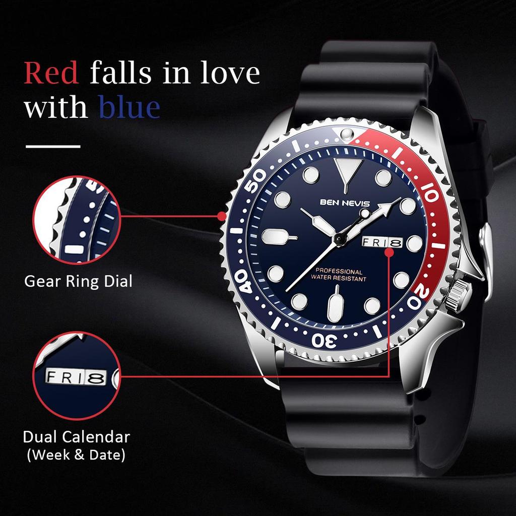 Luminous Quartz Men's Business Sports Waterproof Wristwatch BN3017G