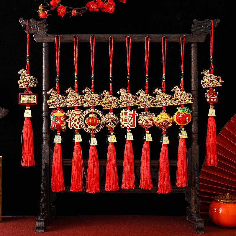 2026 Year Of Horse Wall Hanging Car Ornament Chinese  Year Red Gold Pendant Lucky Decora Housewarming Gifts