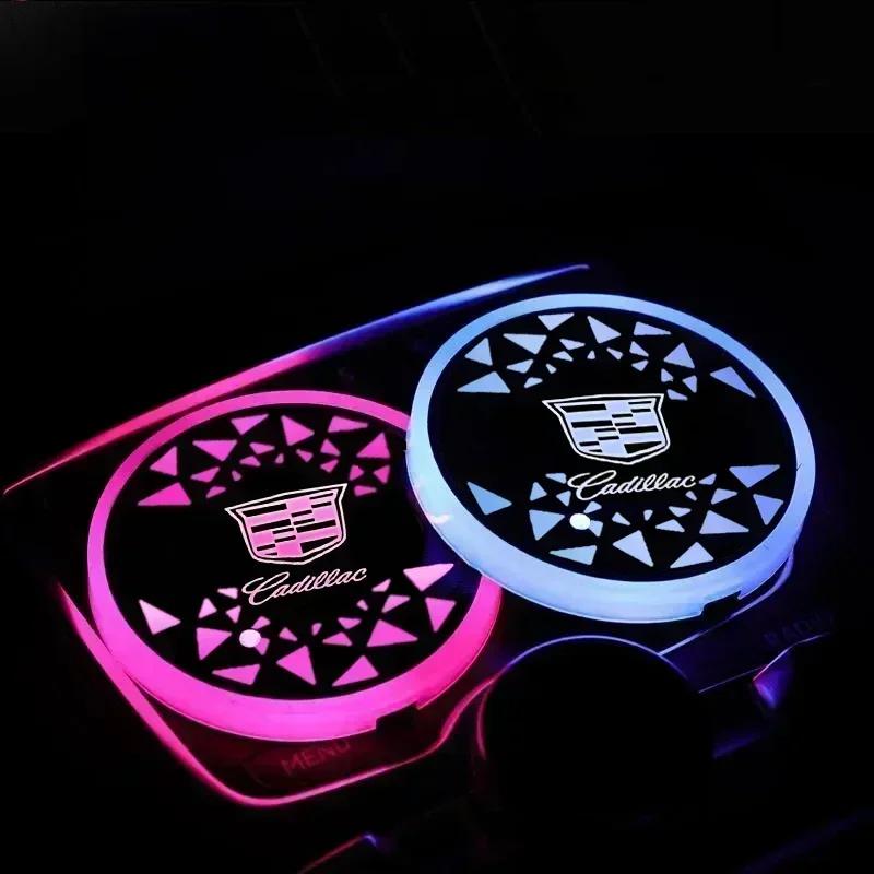 USB Charging Car Water Cup Mats Coaster Smart Induction Light for Cadillac Escalade ATS CTS CT4 CT5 CT6 EXT STS SLS SLR SRX XLR